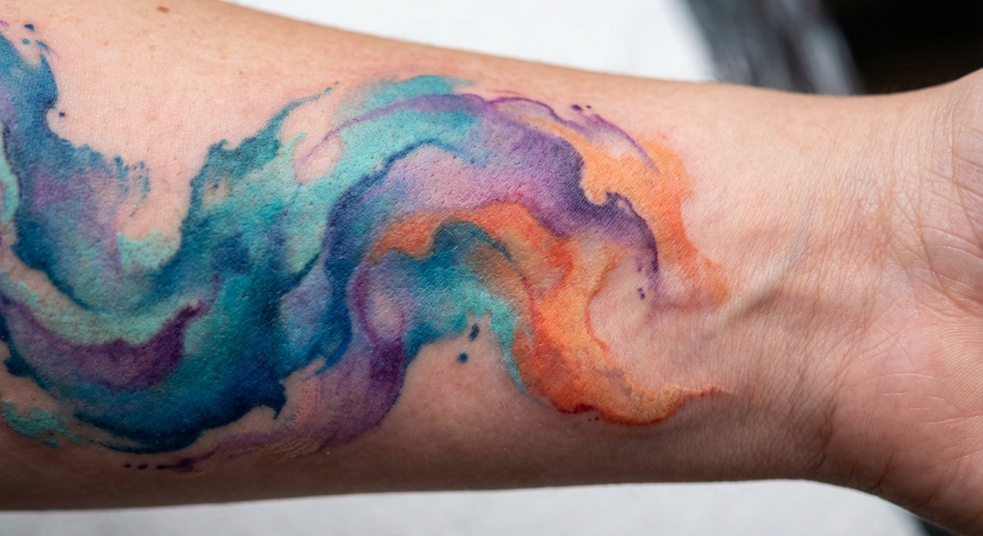 dynamic watercolor tattoos - technique detail