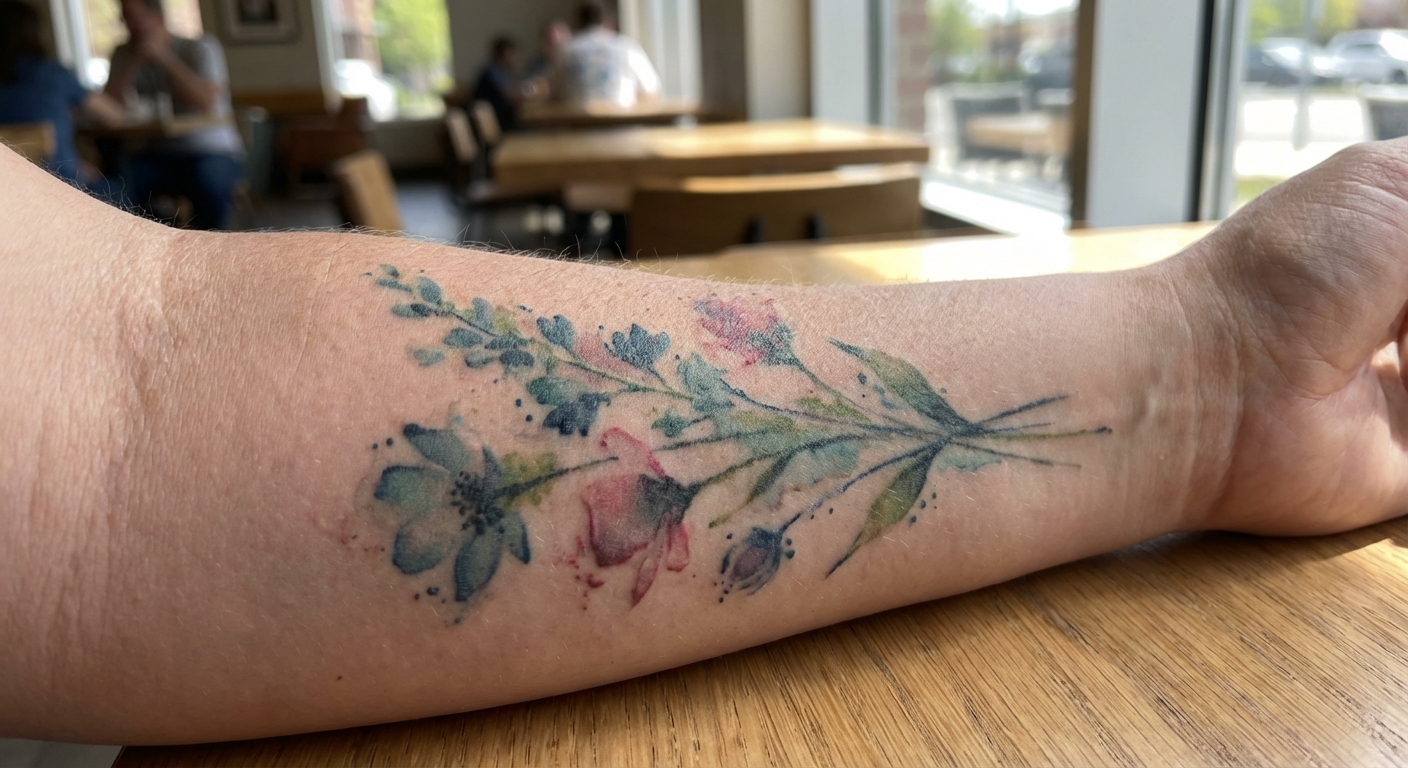 dynamic watercolor tattoos - healed result