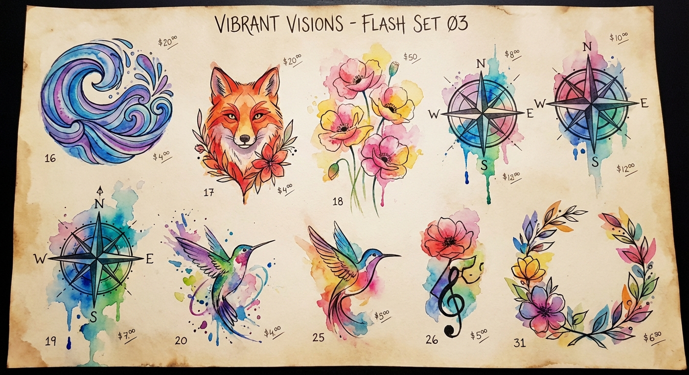 dynamic watercolor tattoos - design inspiration